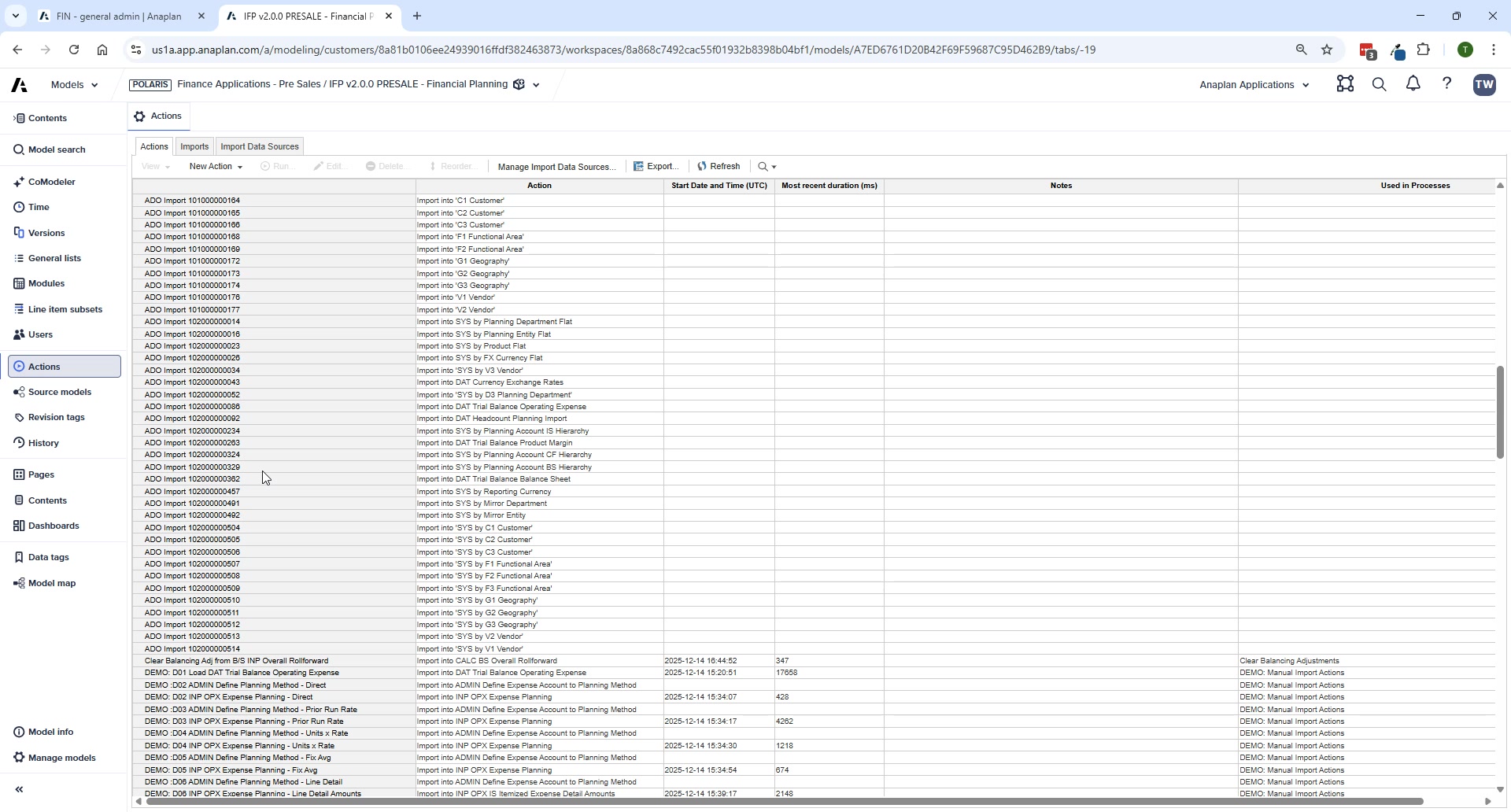 IFP v2.0 backend setup — model structure and ADO connections