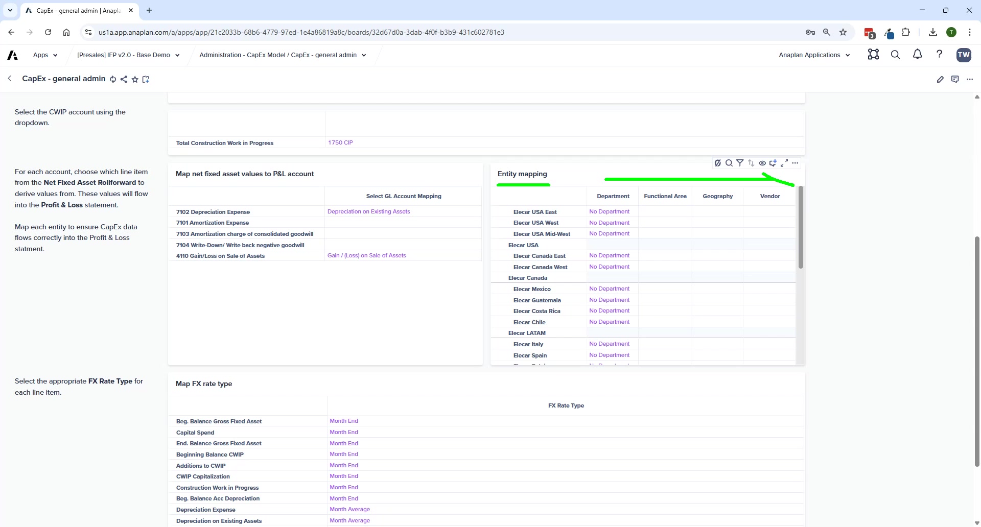 CapEx – New Asset Purchases page showing asset list with order date, in-service date, depreciation method