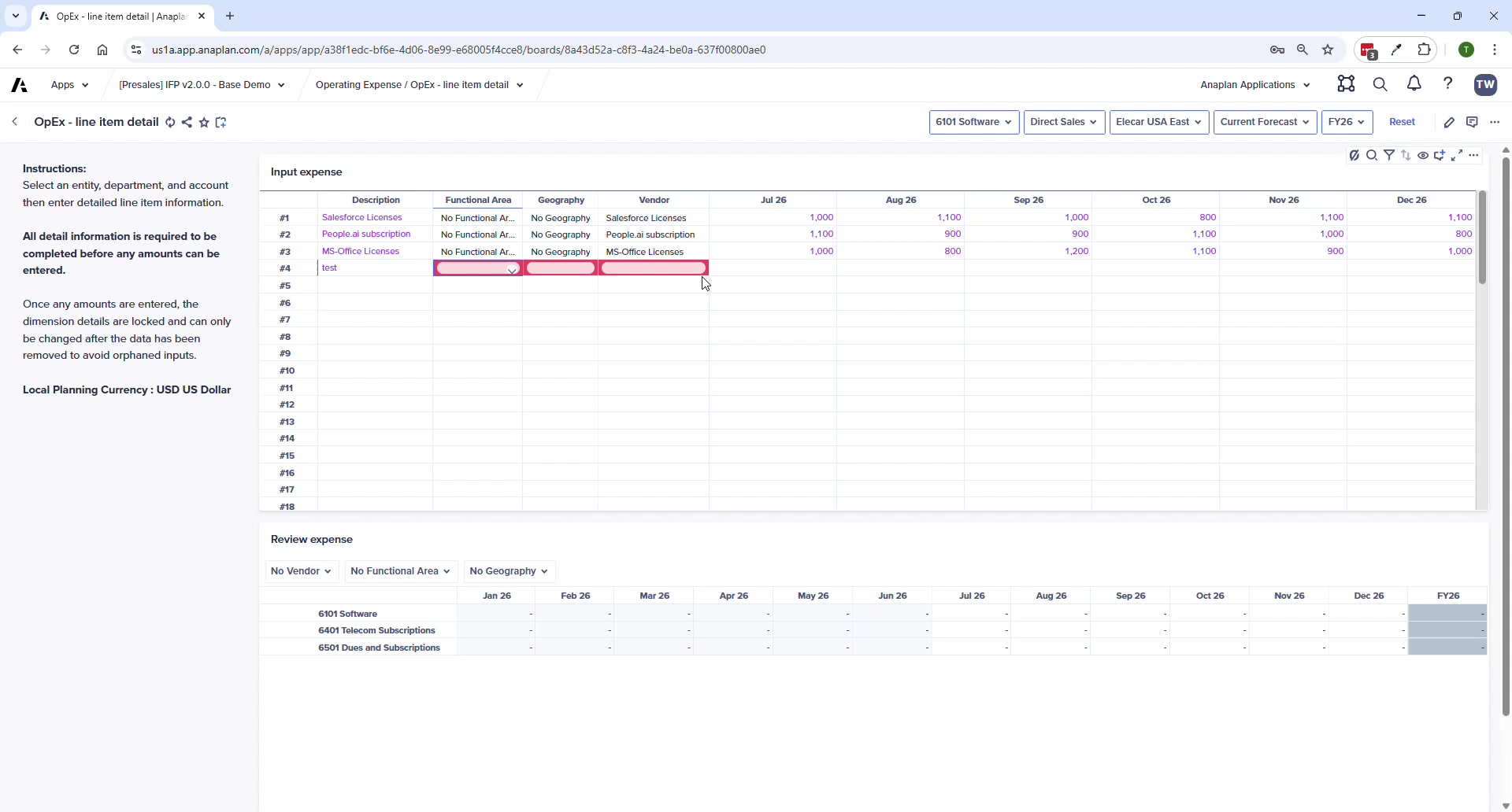 OpEx Allocations page — allocation rule configuration showing source account and target accounts