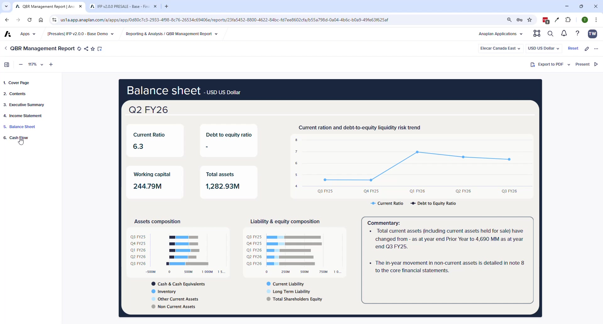 Statistical Analysis page — trend lines and regression analysis for revenue forecasting